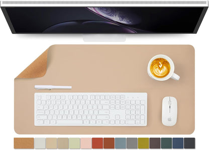 Cork Desk Mat - Dual-Sided Desk Pad for Office and Home - Desk Organization and Accessories - Ideal for Large Mouse Pad and Desk Mats on Top of Desks(Light Green,80Cmx 40Cm)