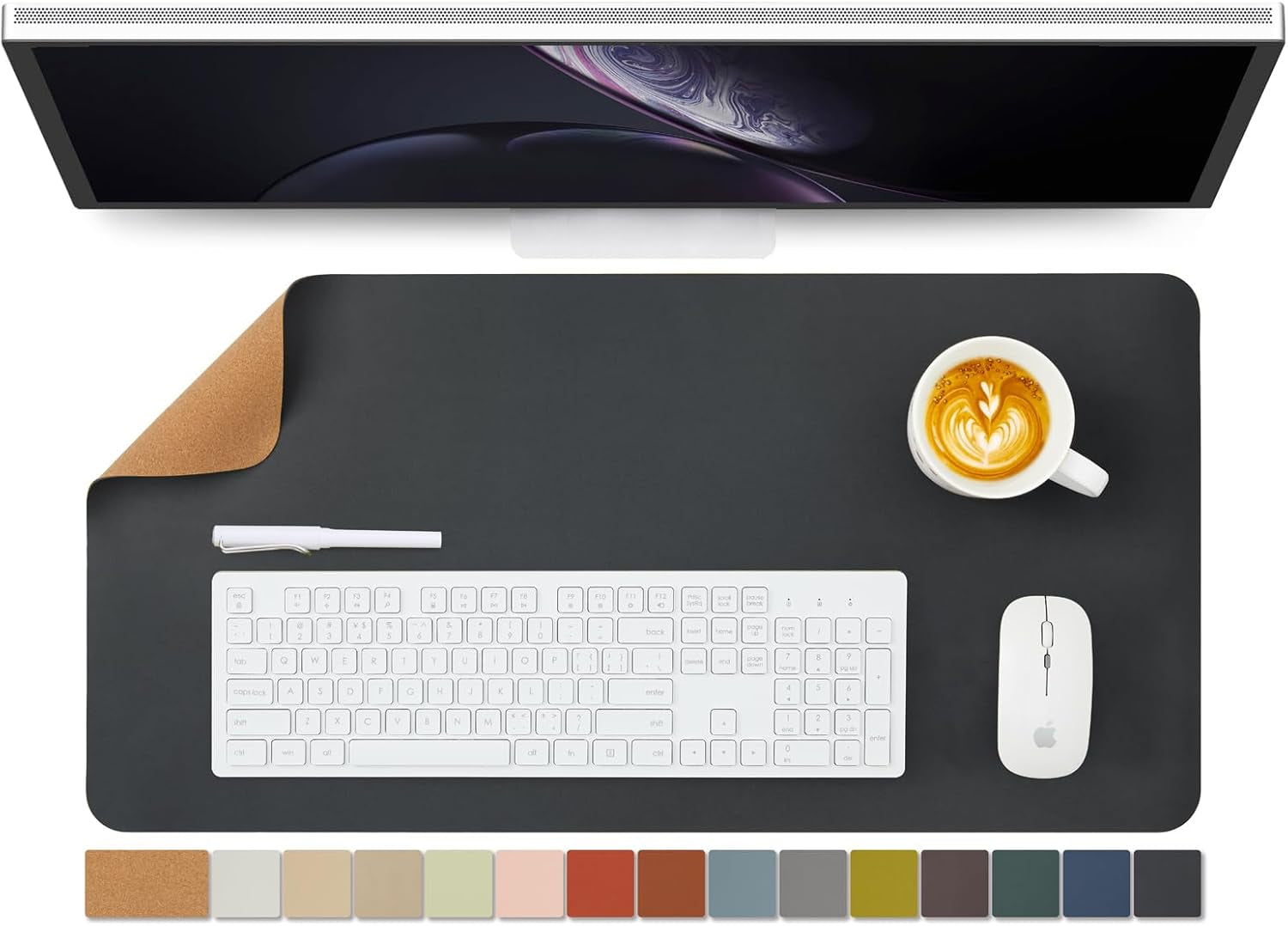 Cork Desk Mat - Dual-Sided Desk Pad for Office and Home - Desk Organization and Accessories - Ideal for Large Mouse Pad and Desk Mats on Top of Desks(Light Green,80Cmx 40Cm)