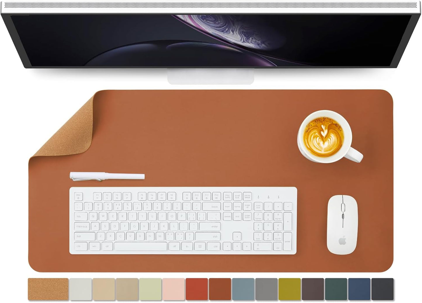 Cork Desk Mat - Dual-Sided Desk Pad for Office and Home - Desk Organization and Accessories - Ideal for Large Mouse Pad and Desk Mats on Top of Desks(Light Green,80Cmx 40Cm)