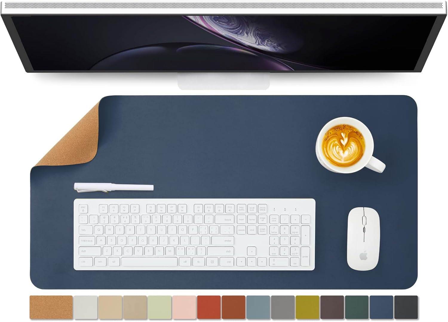 Cork Desk Mat - Dual-Sided Desk Pad for Office and Home - Desk Organization and Accessories - Ideal for Large Mouse Pad and Desk Mats on Top of Desks(Light Green,80Cmx 40Cm)