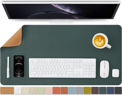 Cork Desk Mat - Dual-Sided Desk Pad for Office and Home - Desk Organization and Accessories - Ideal for Large Mouse Pad and Desk Mats on Top of Desks(Light Green,80Cmx 40Cm)