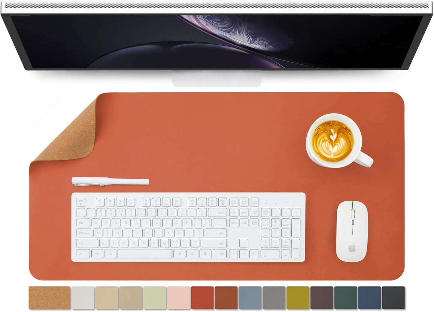 Cork Desk Mat - Dual-Sided Desk Pad for Office and Home - Desk Organization and Accessories - Ideal for Large Mouse Pad and Desk Mats on Top of Desks(Light Green,80Cmx 40Cm)