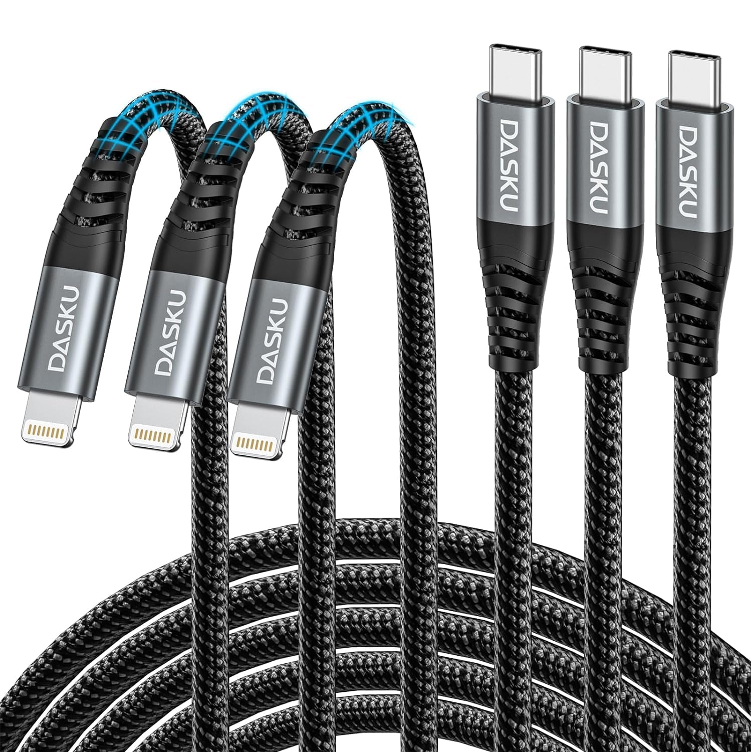 10 Ft Iphone Charger Cord 3Pack Long Mfi Certified Lightning Cable 10 Feet Braided USB Iphone Charging Cord with Apple Iphone 14 13 12 11 Pro Max XS XR X 8 7 6 5 plus Ipad