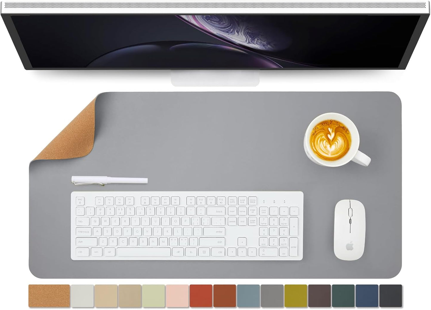 Cork Desk Mat - Dual-Sided Desk Pad for Office and Home - Desk Organization and Accessories - Ideal for Large Mouse Pad and Desk Mats on Top of Desks(Light Green,80Cmx 40Cm)