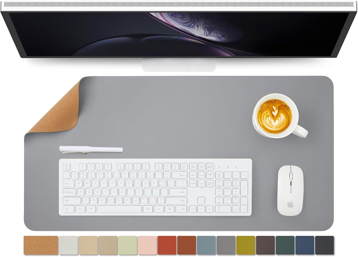 Cork Desk Mat - Dual-Sided Desk Pad for Office and Home - Desk Organization and Accessories - Ideal for Large Mouse Pad and Desk Mats on Top of Desks(Light Green,80Cmx 40Cm)